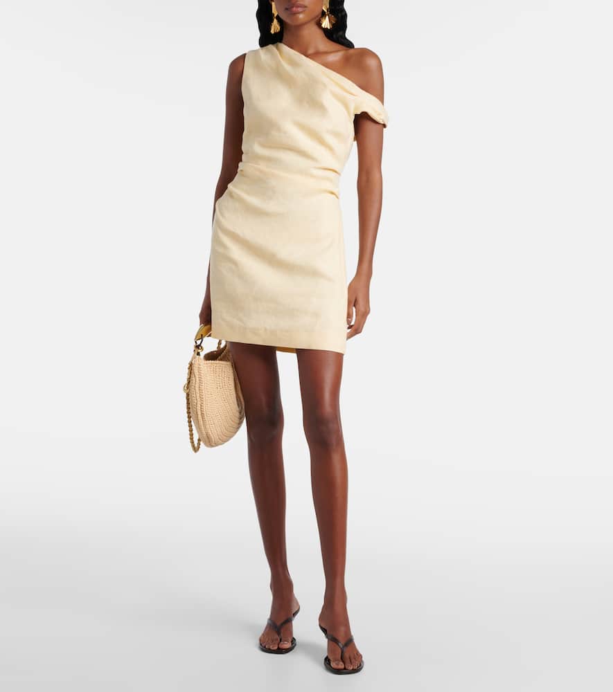 Iris one-shoulder linen minidress