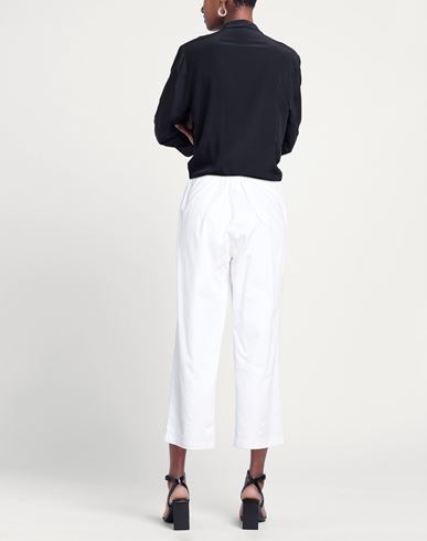 Woman Pants White Size 8 Cotton, Elastane