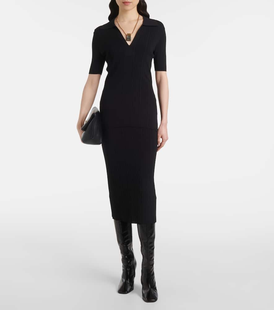 Ribbed-knit midi skirt