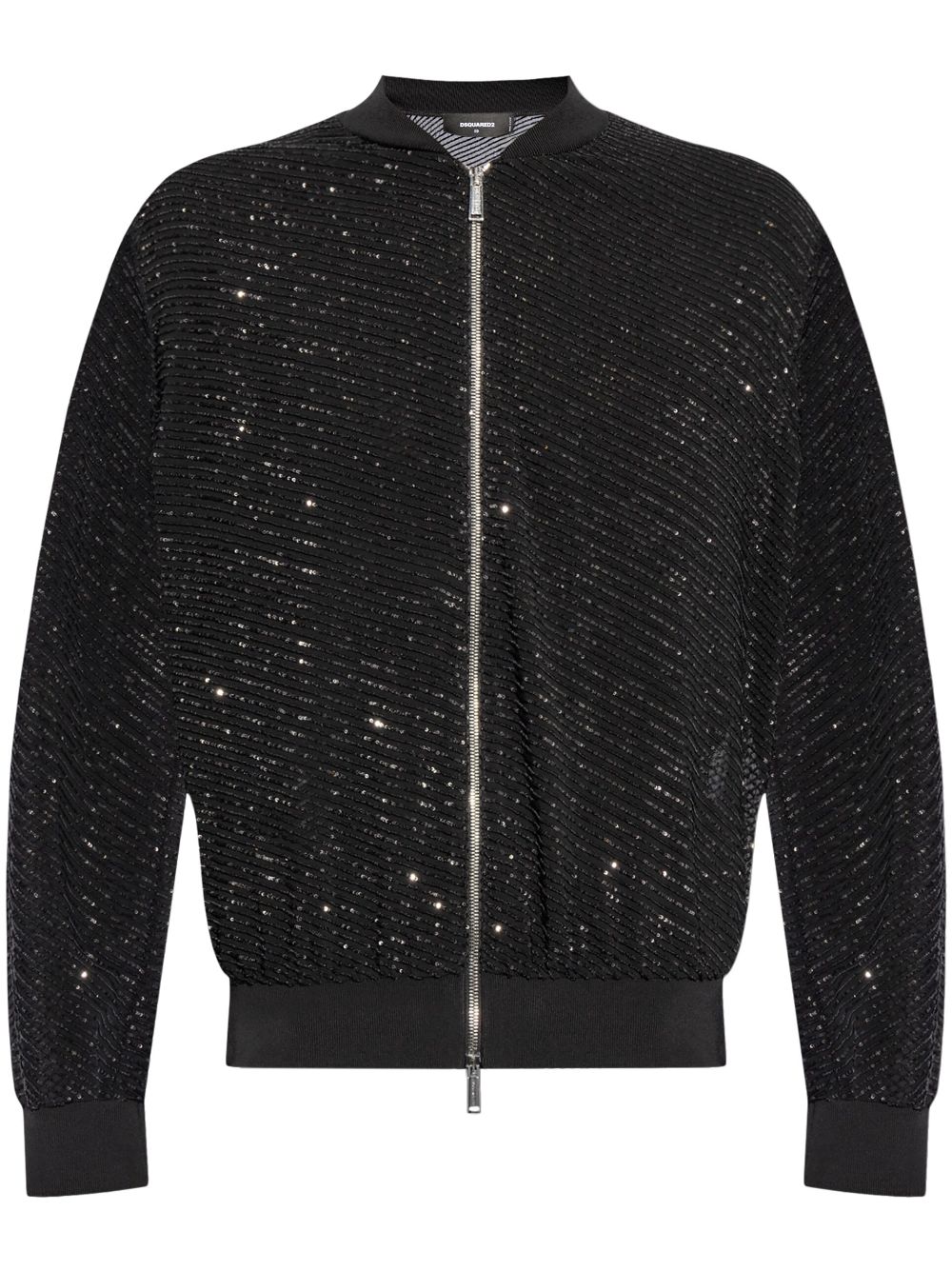 Sequinned bomber jacket - Black