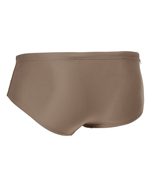 Solid Tightly Woven Short Square Brief Men's Swimwear Brown