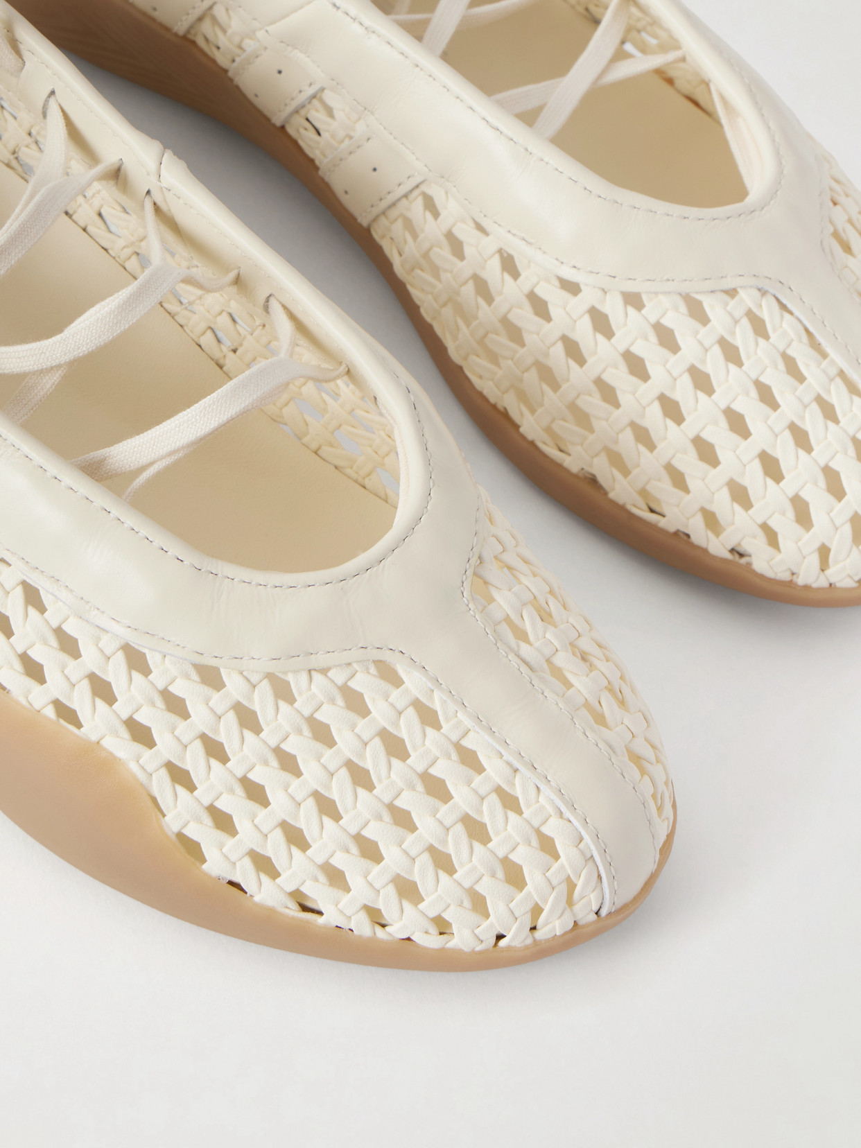 Taekwondo Mei Ballet Leather-trimmed Rubber Sneakers - White