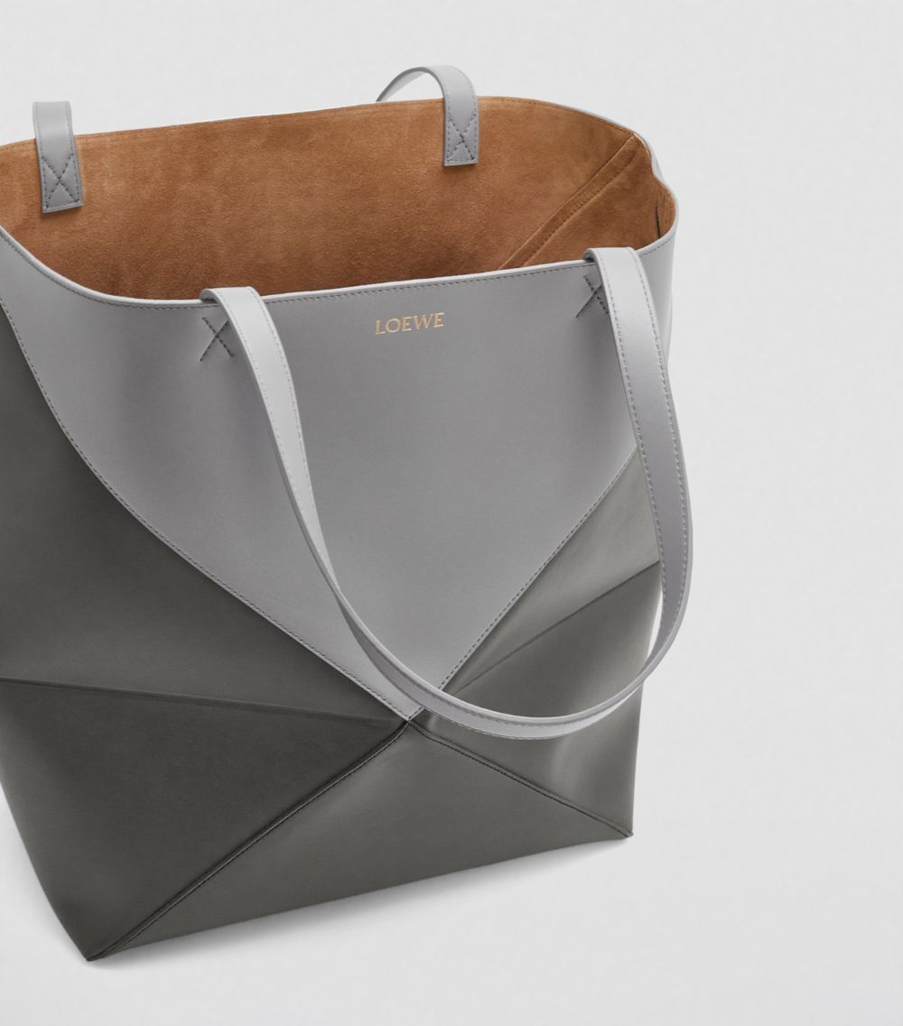 Large Leather Fold Puzzle Tote Bag