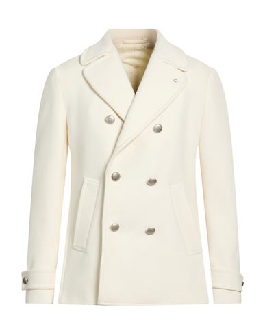 L. b.m. 1911 Man Coat Off white Size 40 Wool, Polyamide