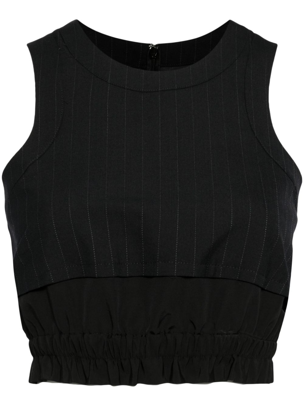 Pinstripe-pattern sleeveless crop top - Black