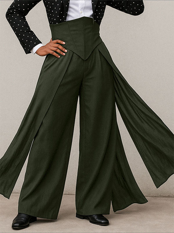 Men's Split Hem High Waist Casual Pant SKUL26179 - Army Green / S
