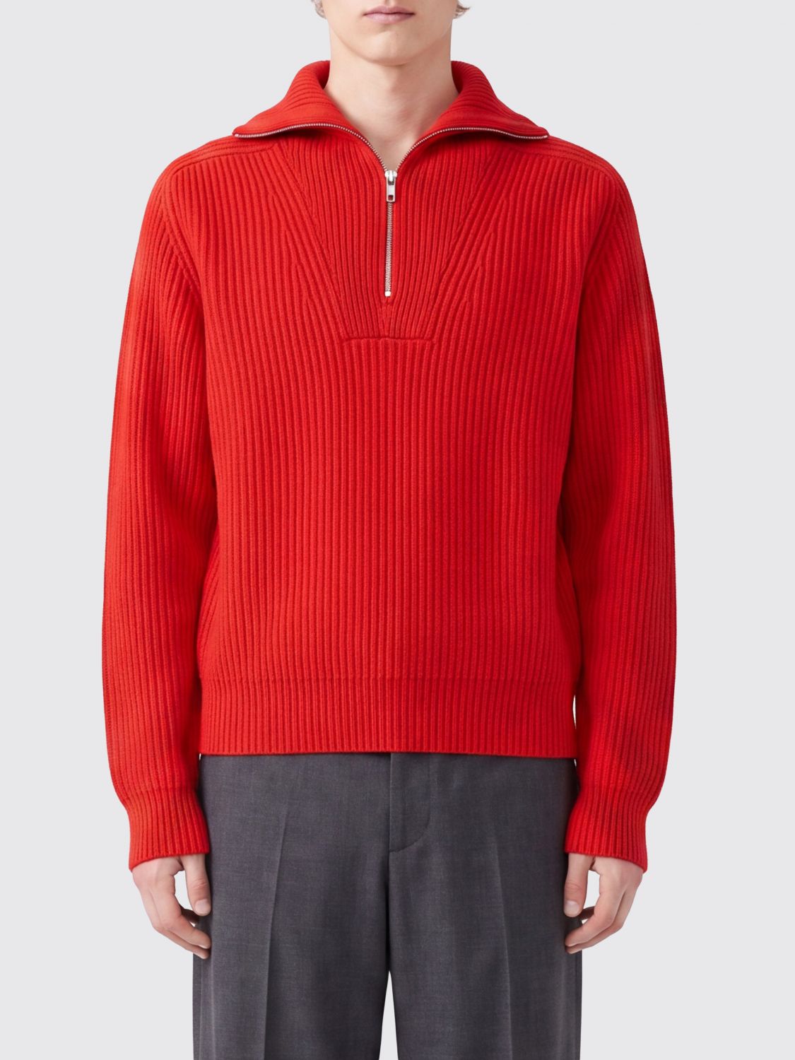 High Neck Half-Zip Jumper in Pure Wool