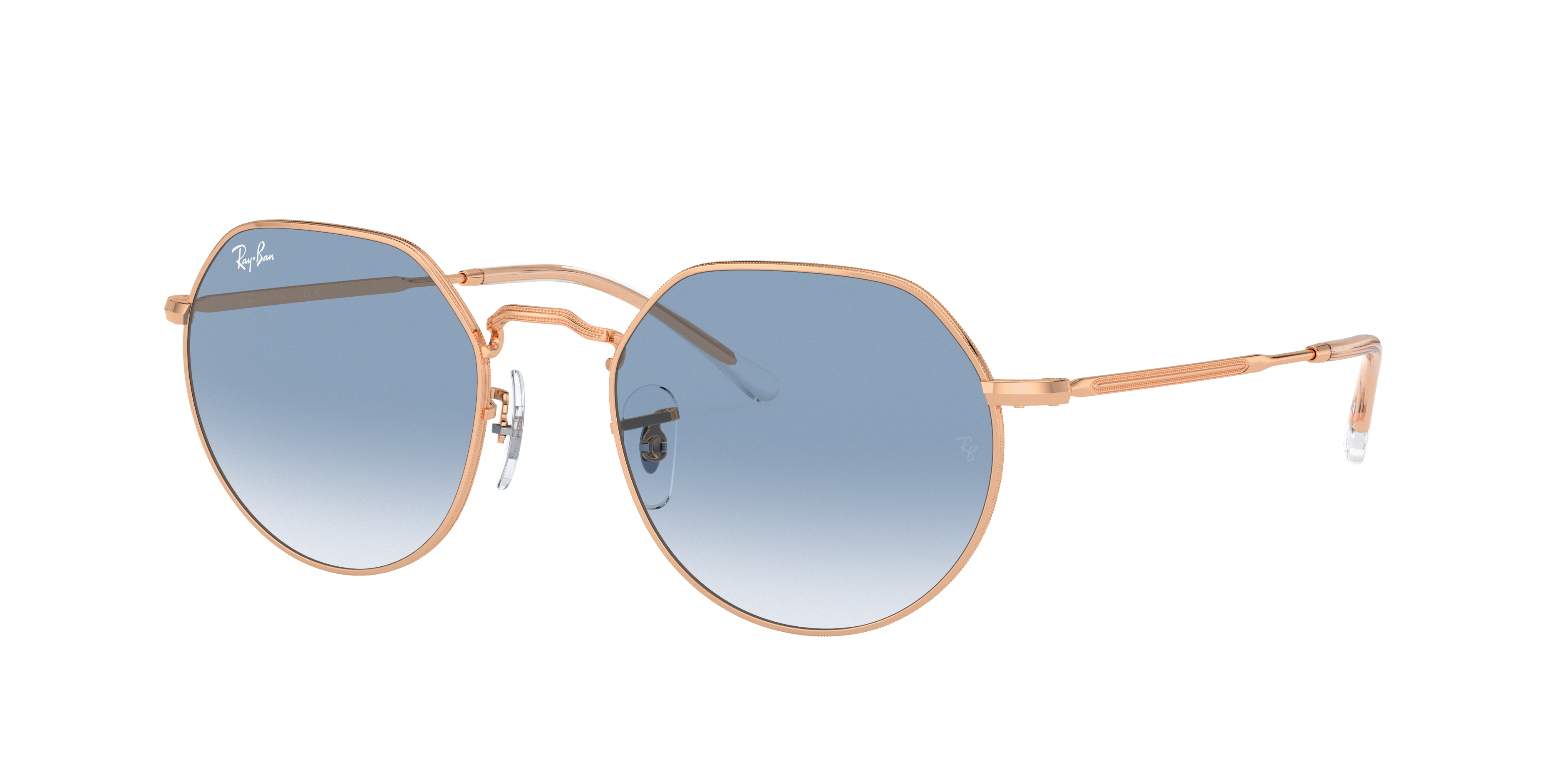 RAY-BAN Unisex Sunglasses RB3565 Jack  -  Frame color: Rose Gold, Lens color: Clear & Blue