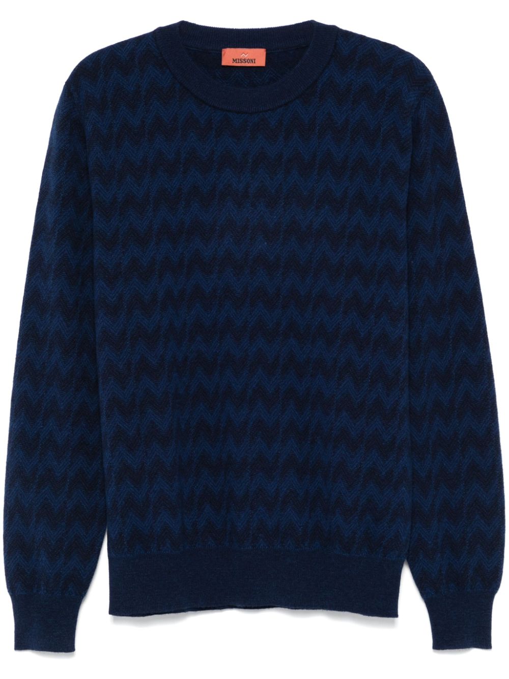 Zigzag-woven crew-neck sweater - Blue