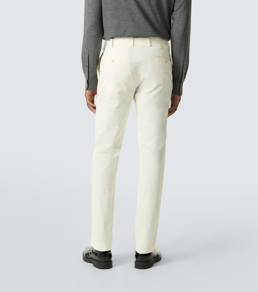Mid-rise cotton slim pants