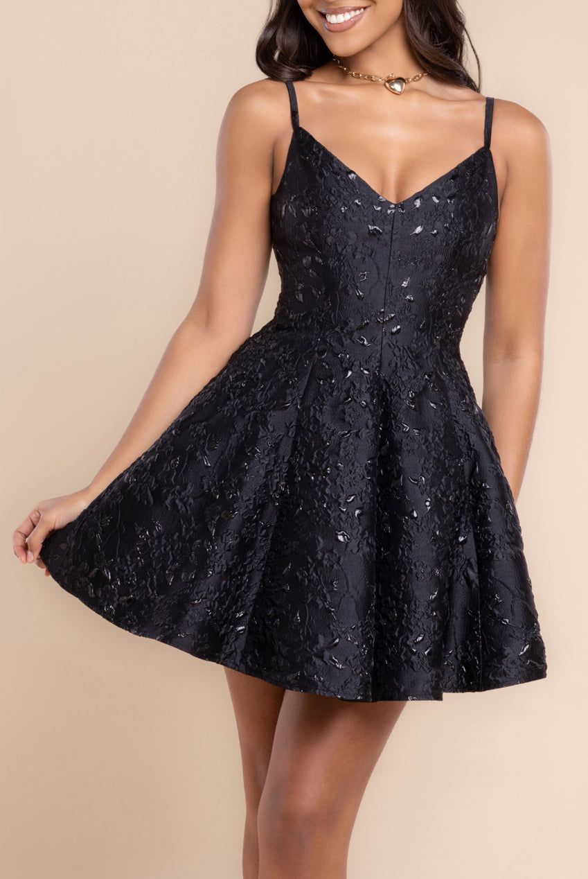 Jacquard Sleeveless A line Mini Dress