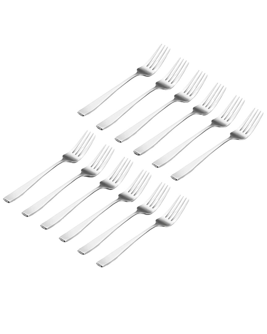 Set Of 12 Chisel Matte 18/0 Stainless Steel Salad Fork