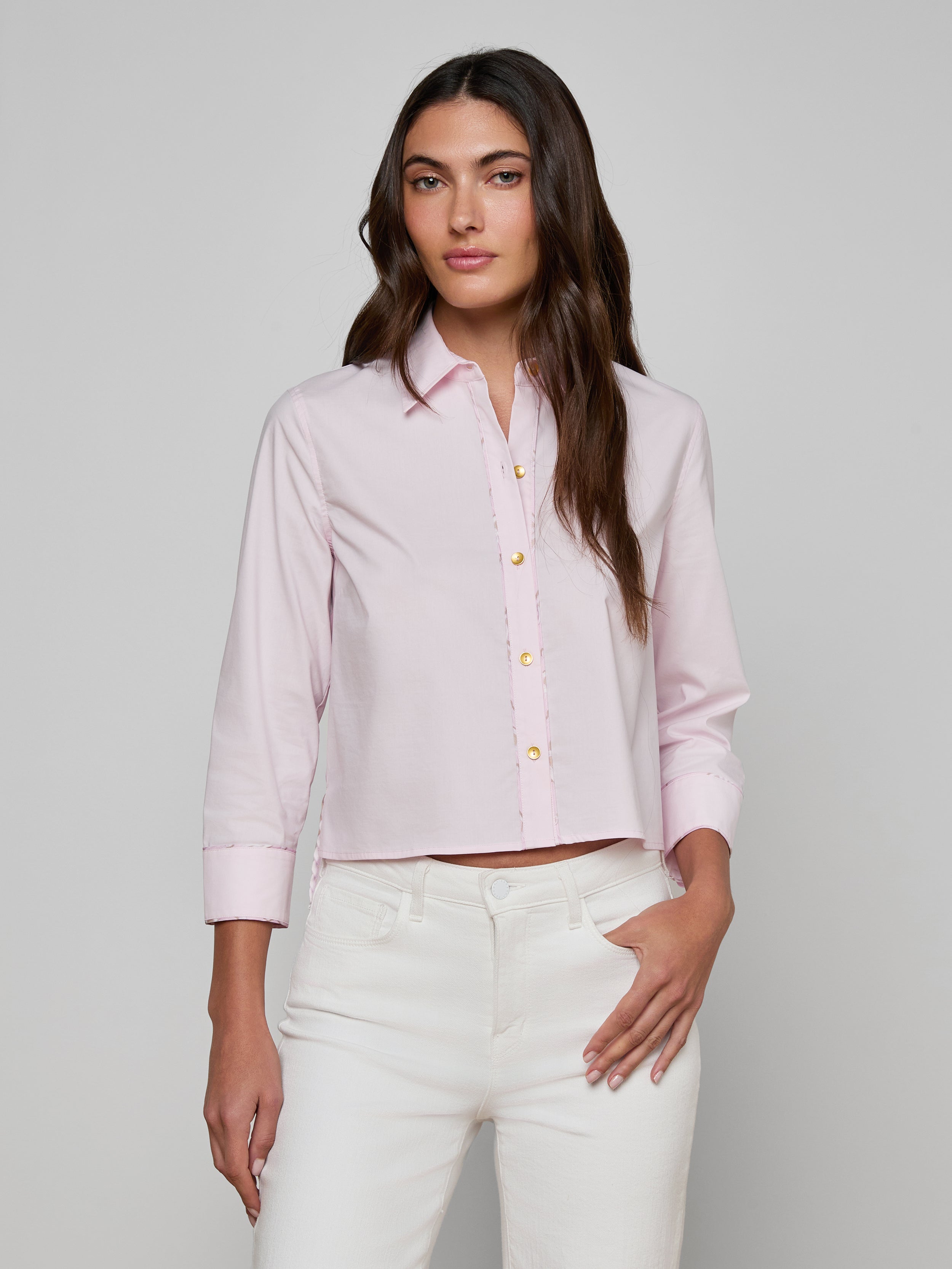 Fawn Shirt In Pale Cameo Graphic Chain Scarf