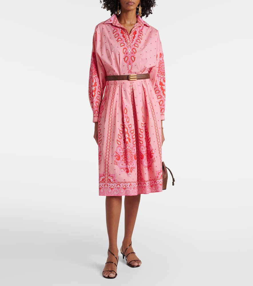 Printed cotton-blend midi dress