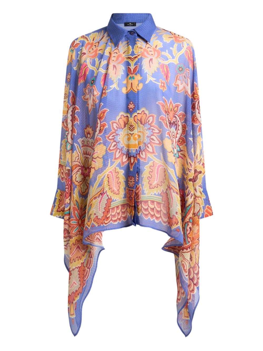 ETRO floral-print poncho shirt - Blue