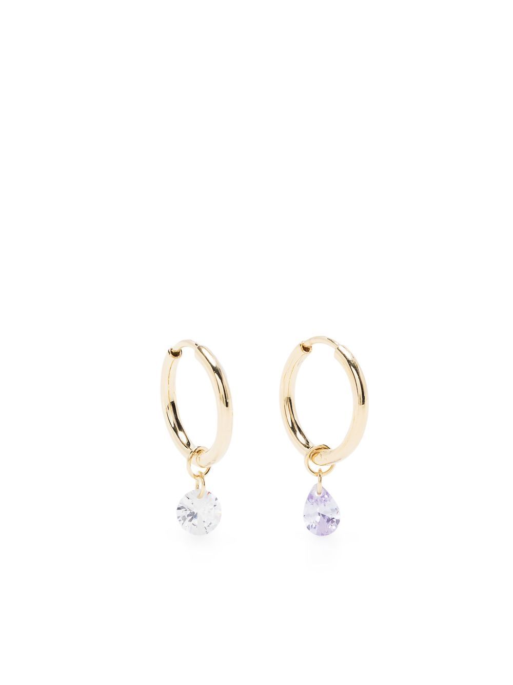 Mismatched crystal hoop earrings - Gold