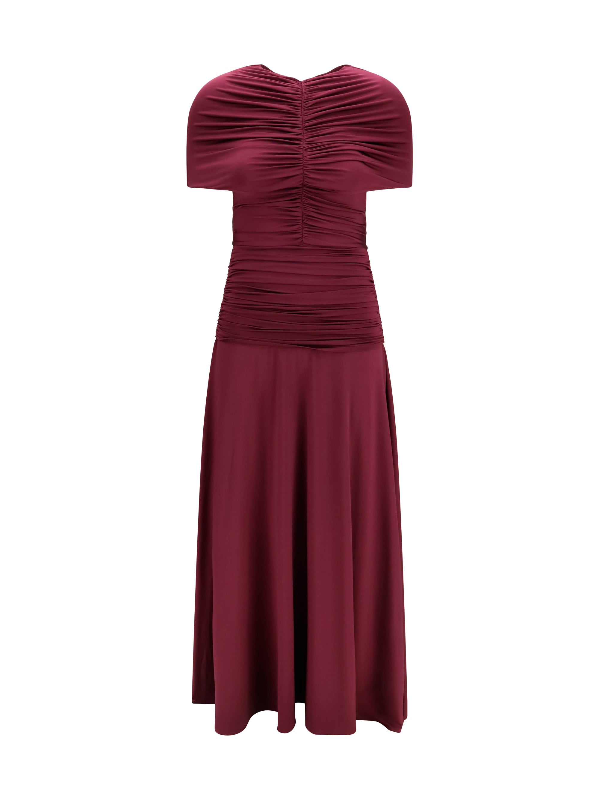 Ruched Jersey Dress — Burgundy