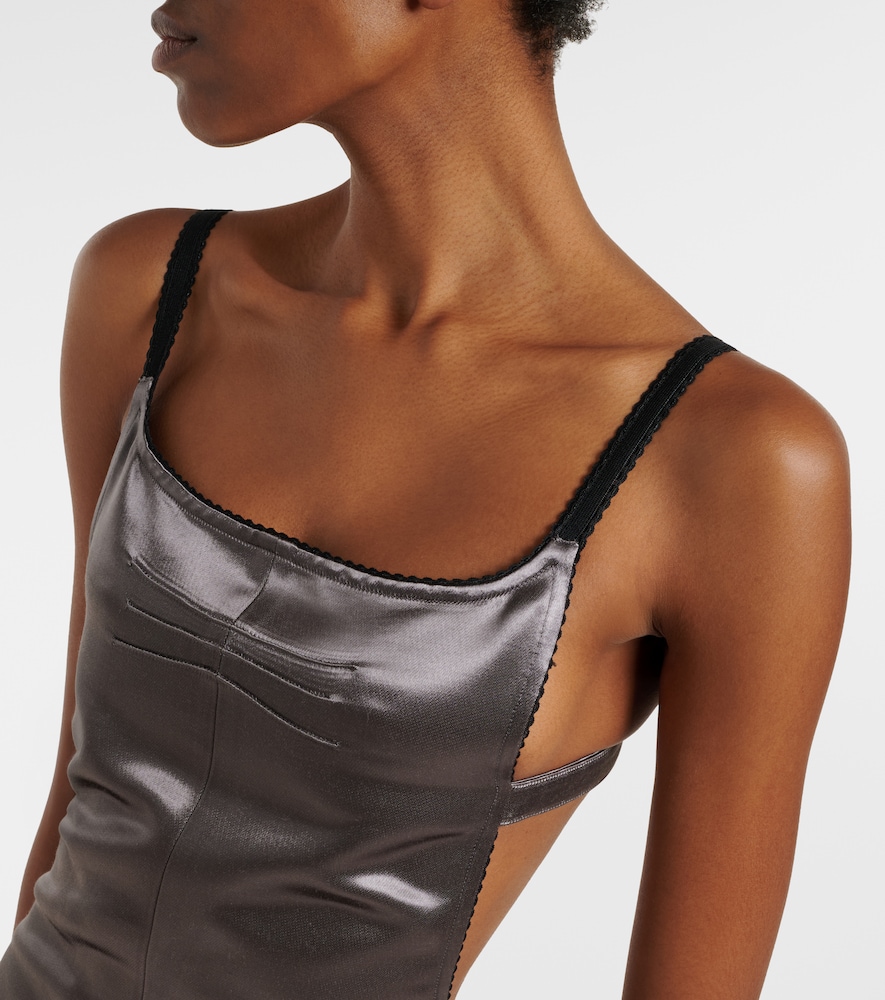 Open-back satin midi dress