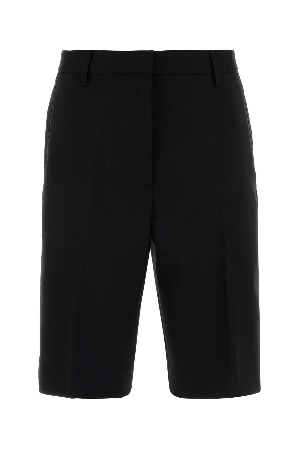 Wool-Blend Bermuda — Black