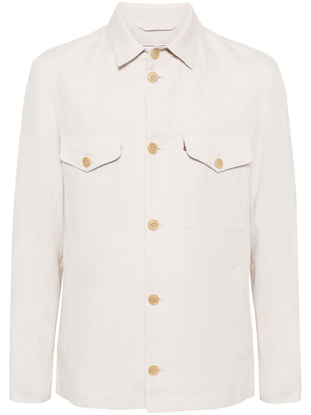 Luciano Barbera button-up linen shirt jacket - Neutrals