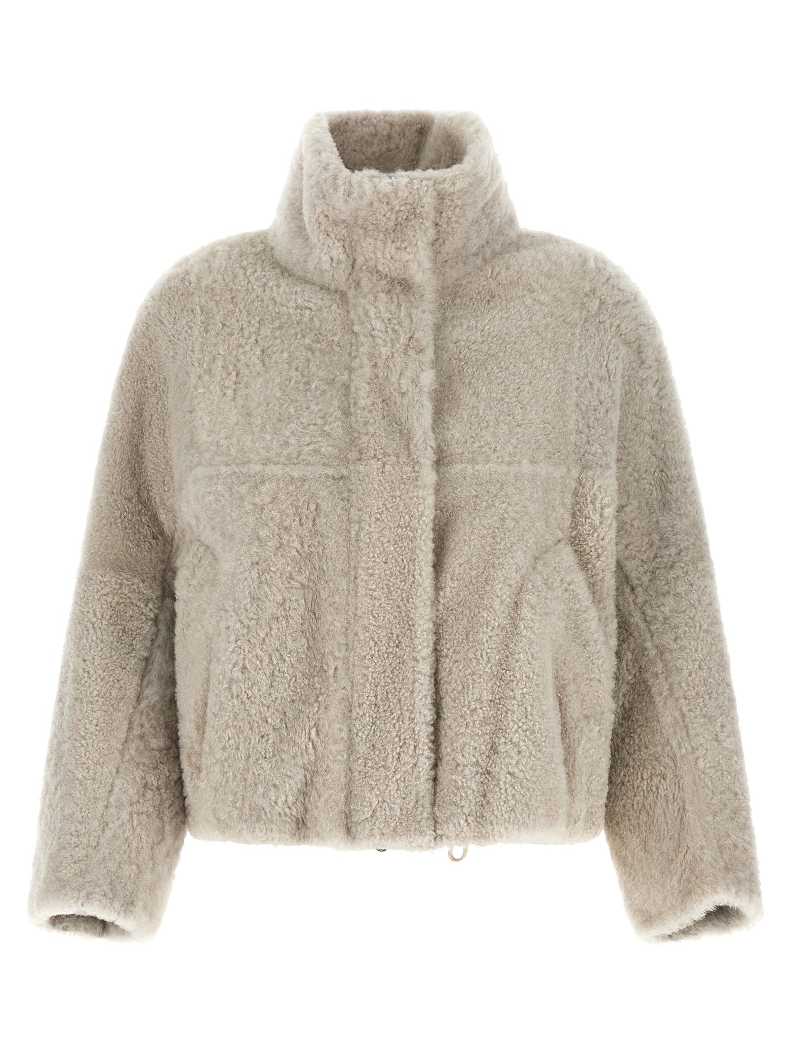 Curly Shearling Down Jacket — Beige