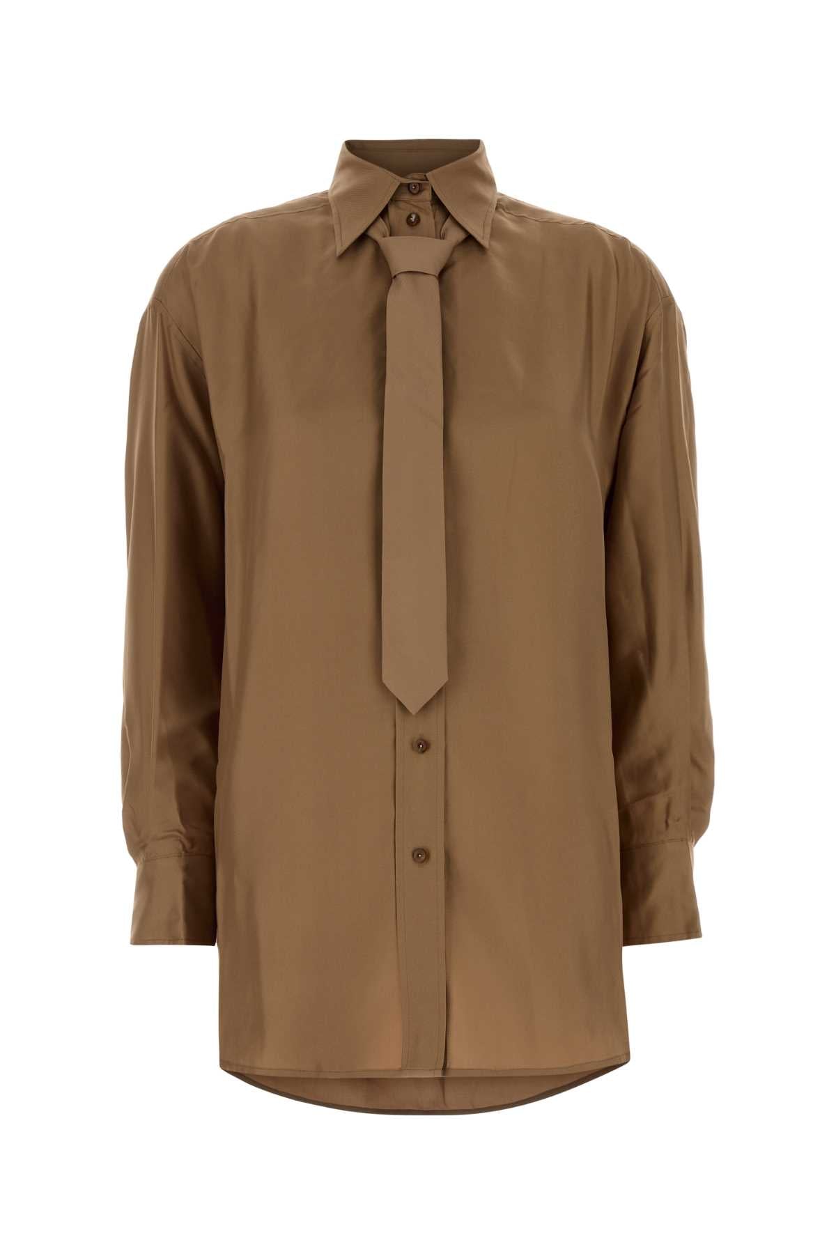 Silk Oversized Shirt — Beige