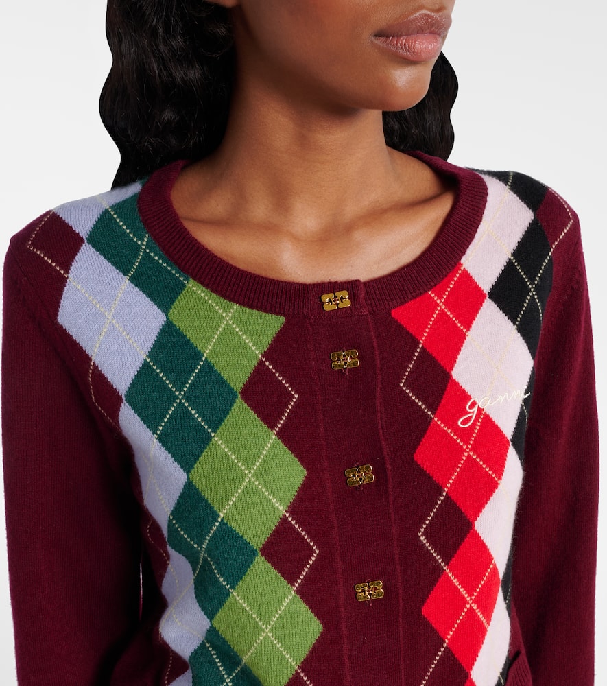 Ganni Argyle wool and cashmere cardigan