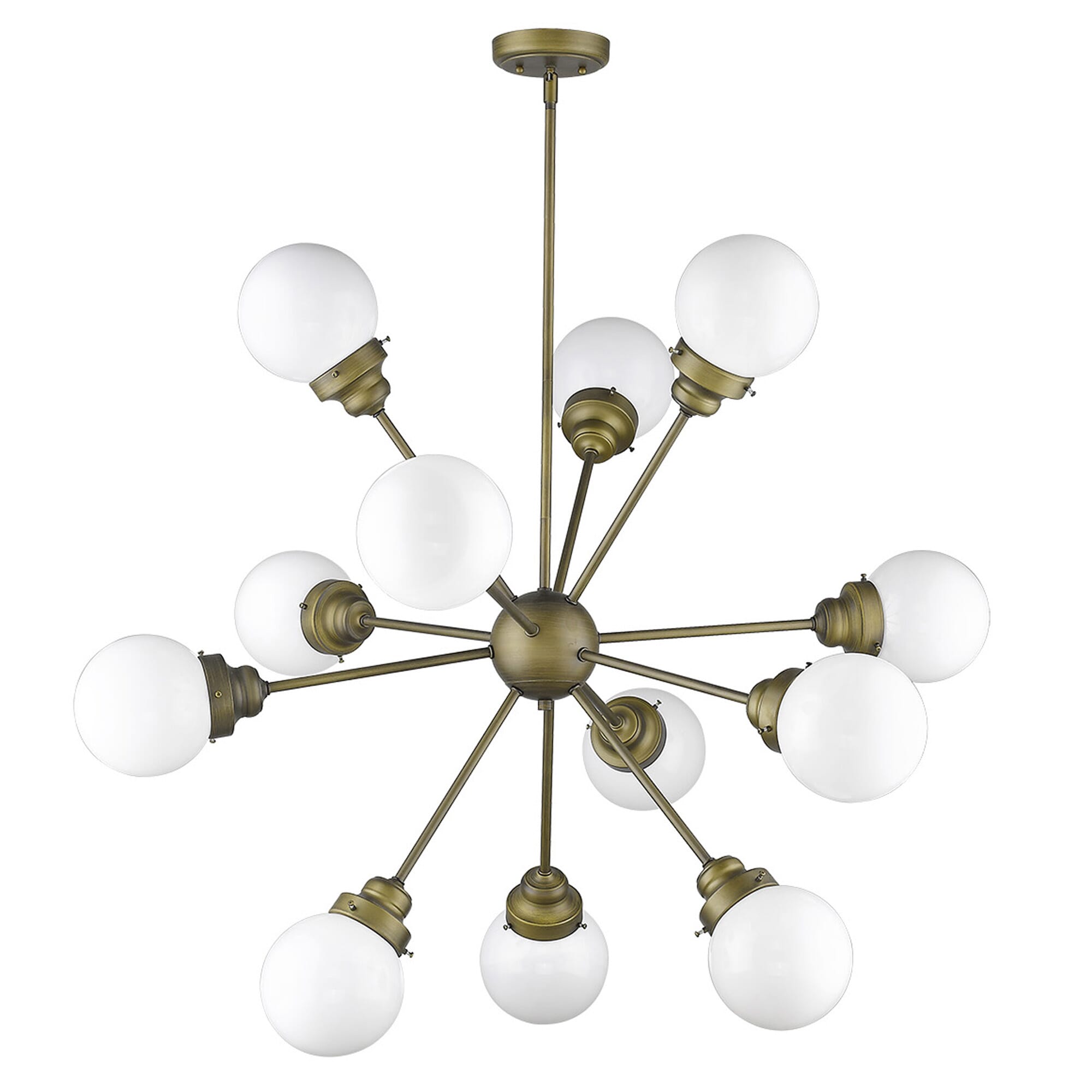 Raw Brass 12 Light Chandelier from the Portsmith Collection