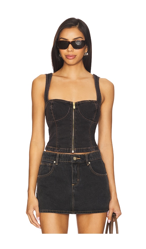 Abrand Cara Denim Top in Black.  S. Also in