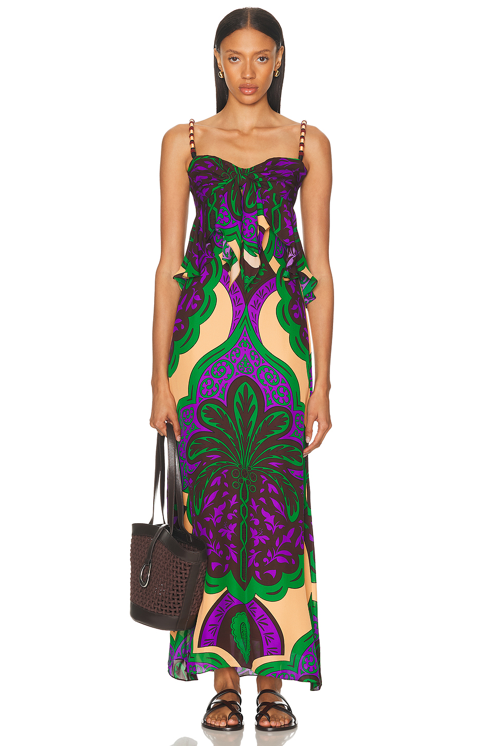 Johanna Ortiz Quisiera Ser Maxi Dress in Palma Sevillana  Emerald  Purple  & Salmon - Purple.  4 also in