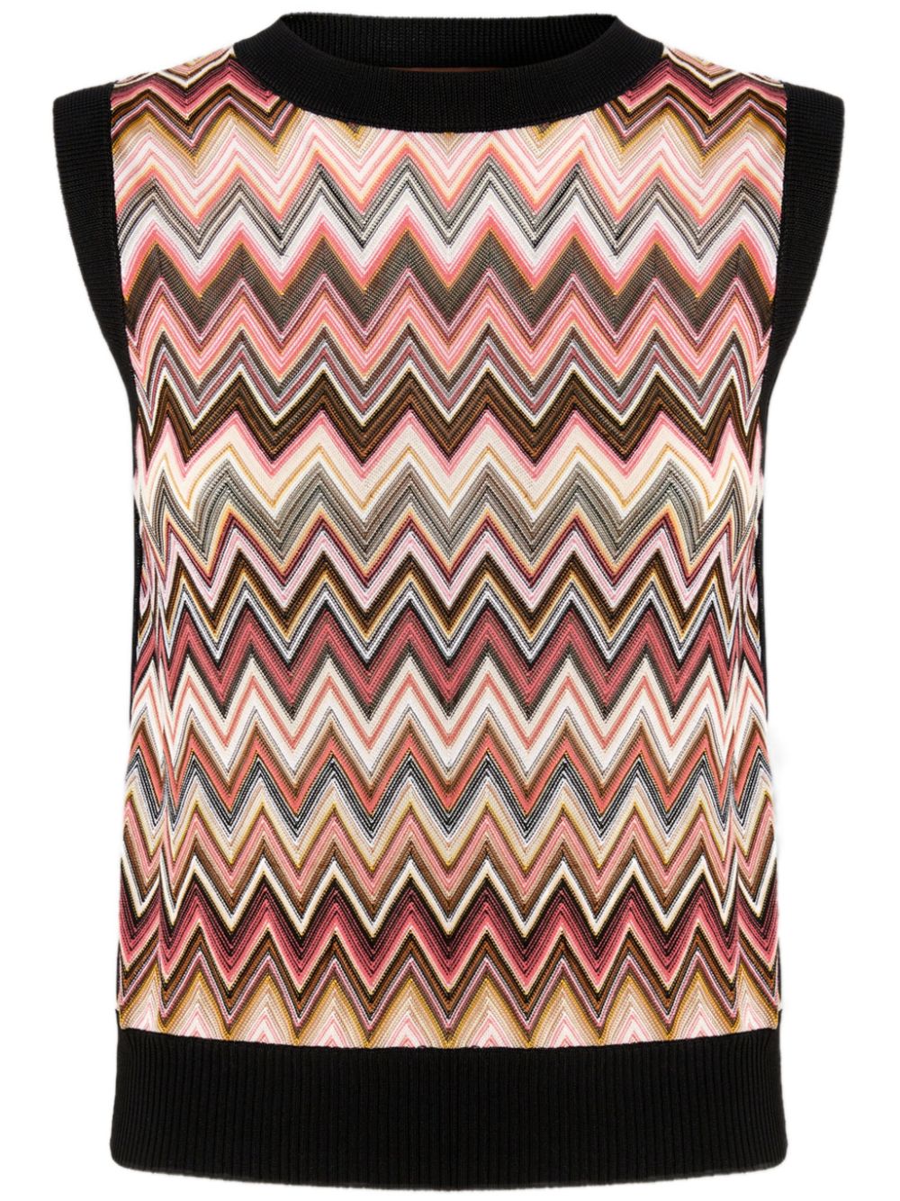Zigzag-pattern tank top - Black