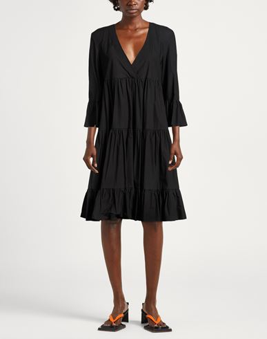 Woman Midi dress Black Size 6 Cotton