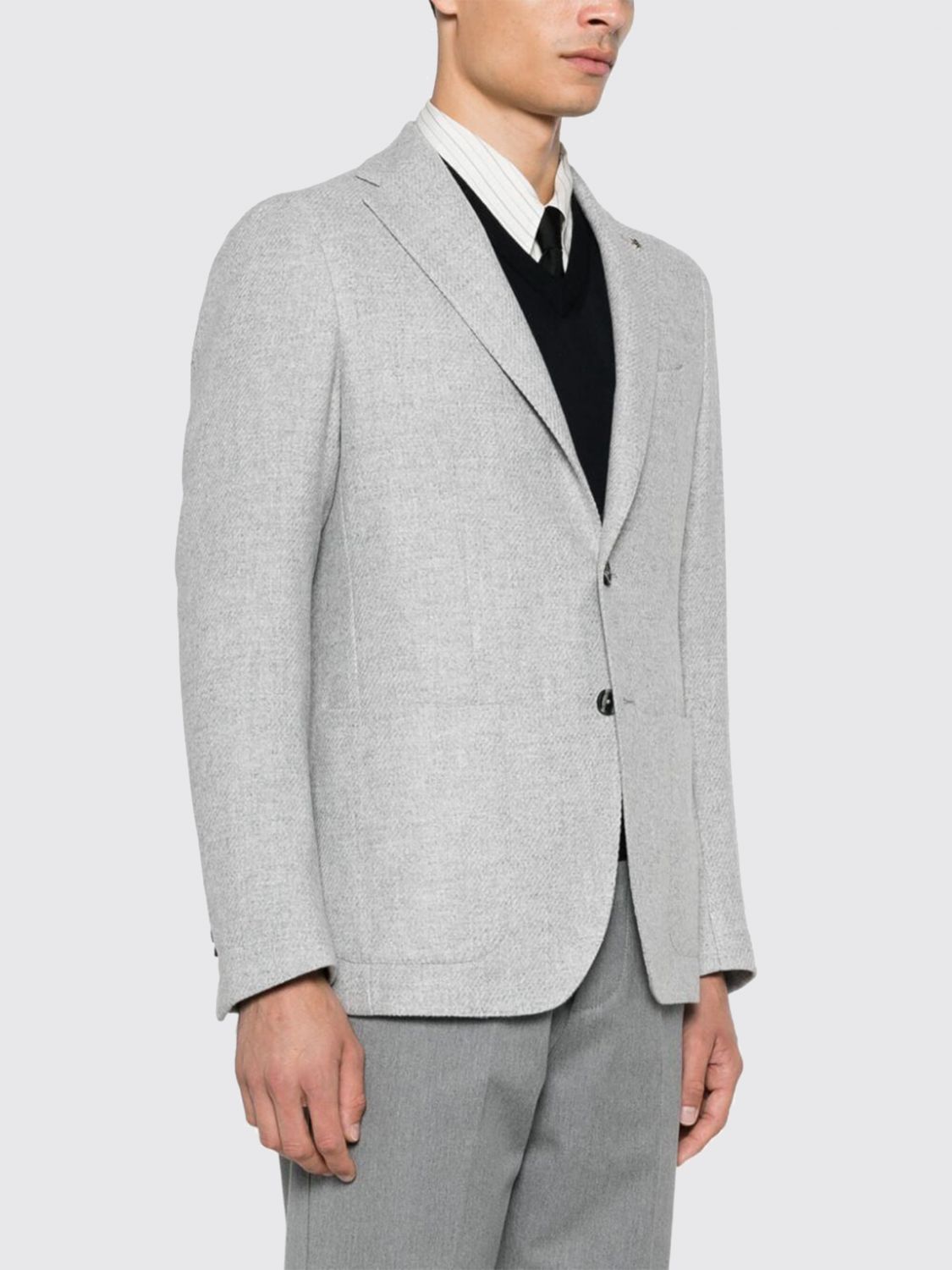 Single-breasted virgin wool-blend blazer - Neutrals