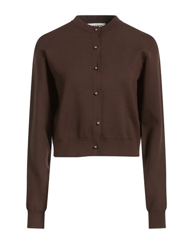 Woman Cardigan Chocolate brown Size M Viscose, Polyester