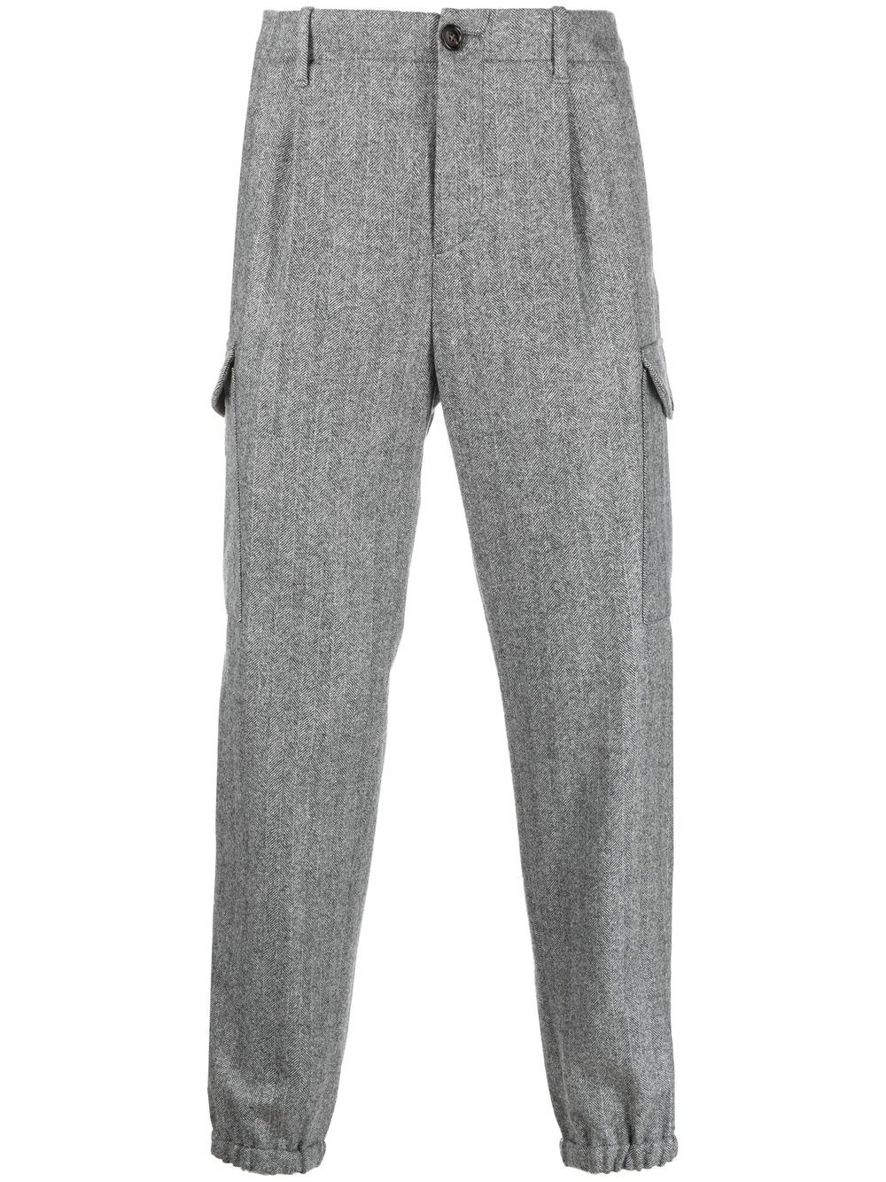Chevron-knit zipped-ankles trousers - Grey
