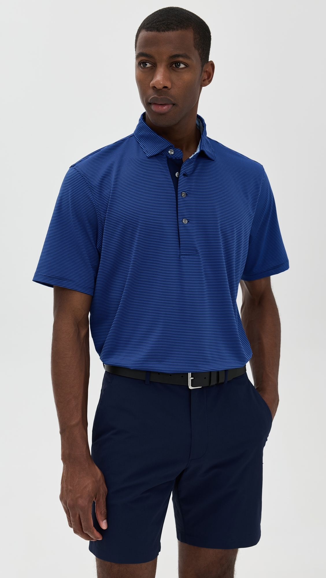 Greyson Saranac Striped Polo Dart/Maltese Blue