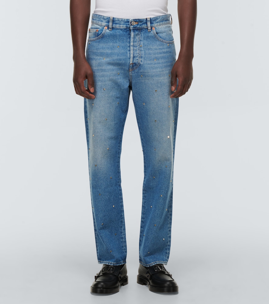 Rockstud cotton denim jeans