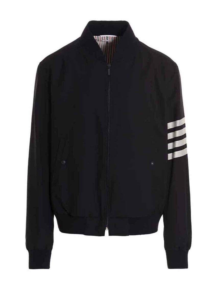 4-Bar plain weave suiting bomber jacket