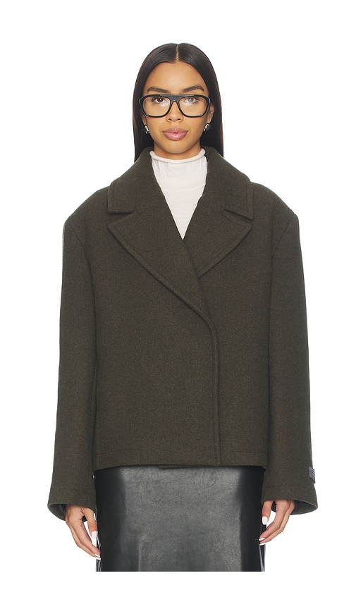 EAVES x Coco Osk Manteco Wool Cropped Peacoat in Green. - XS also in L, M, S