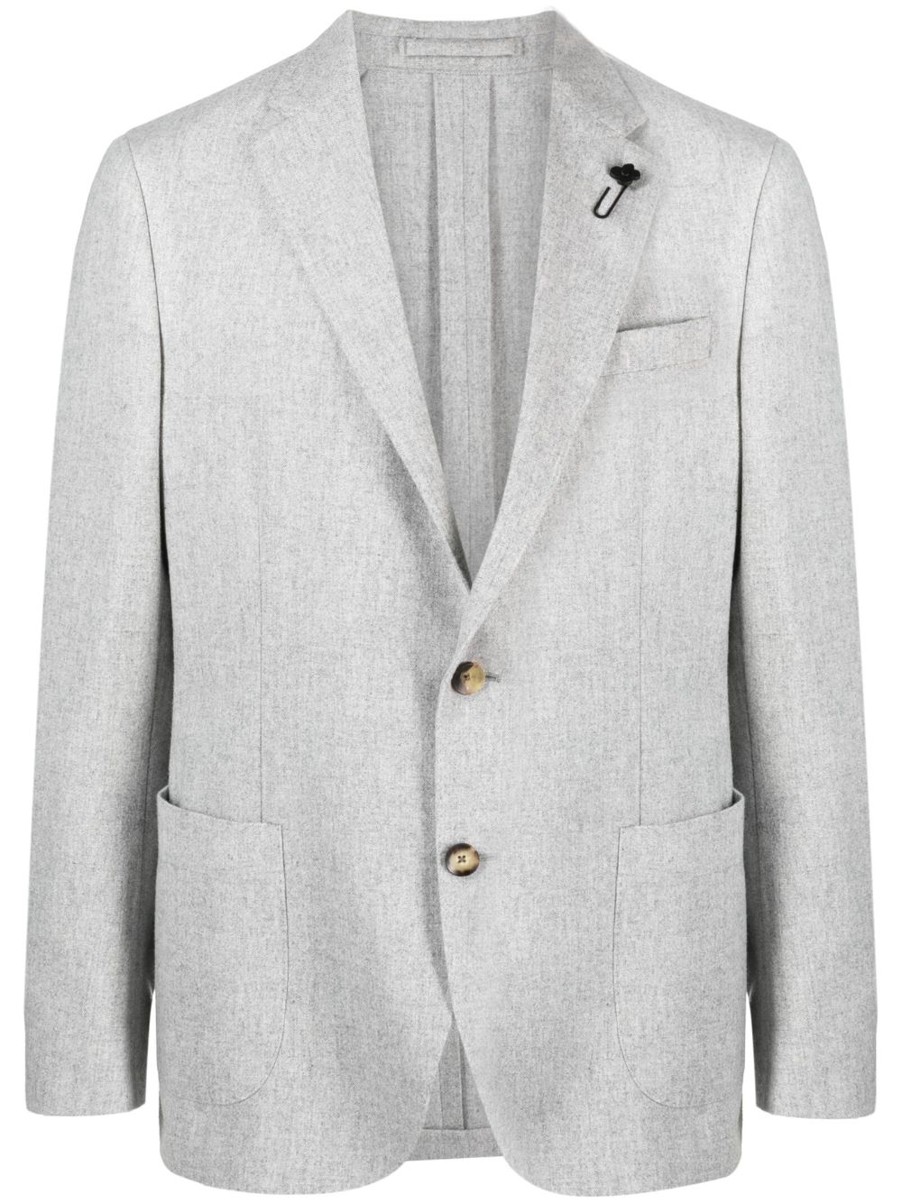 Single-breasted wool-blend blazer - Grey