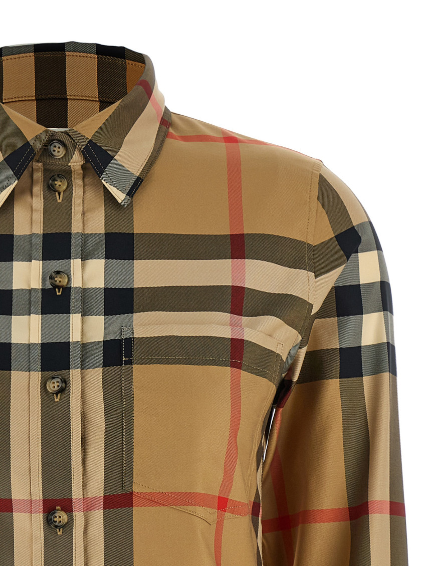 Beige Slim Checks Shirt