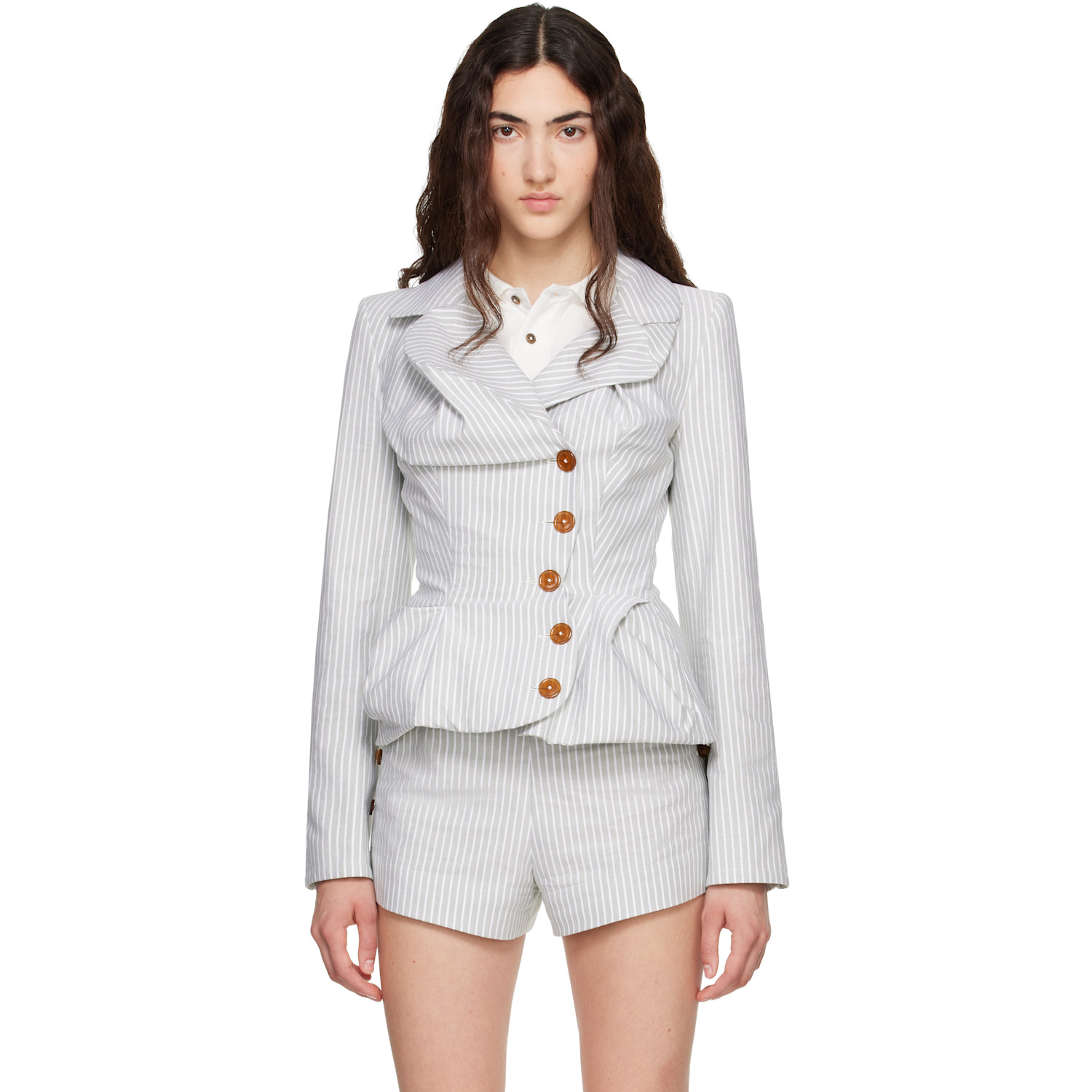 Gray Drunken Tailored Blazer
