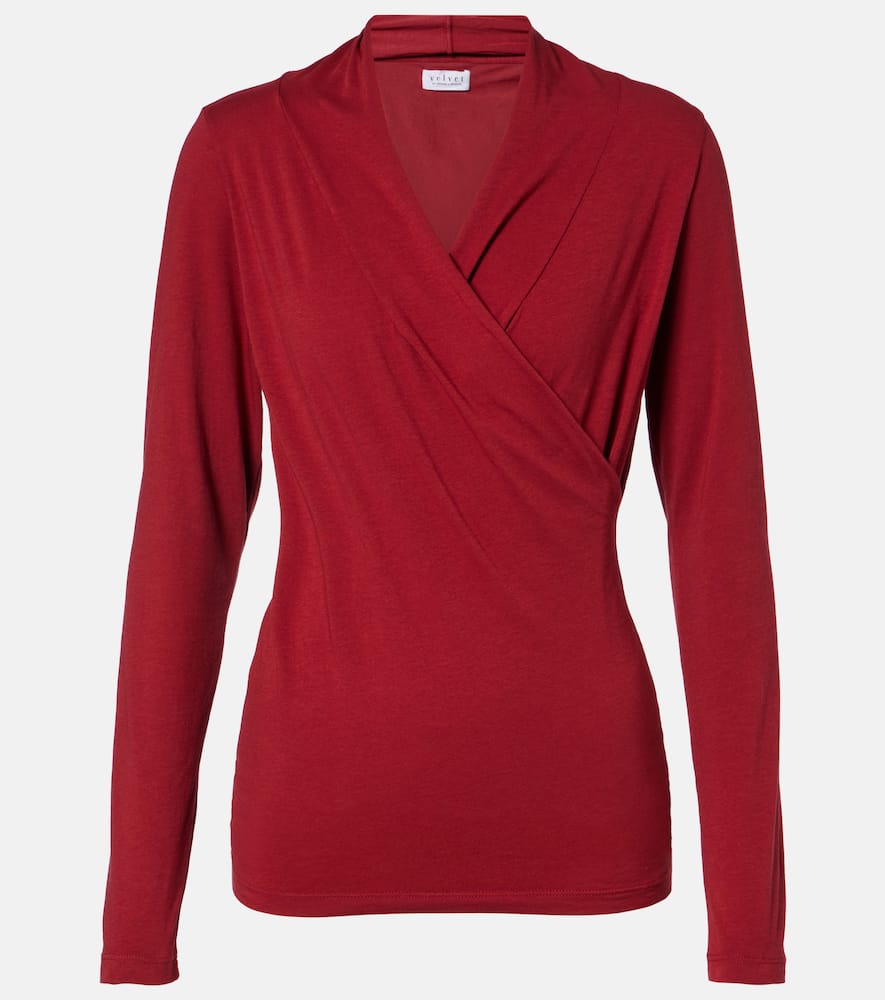 Meri cotton-blend jersey wrap top