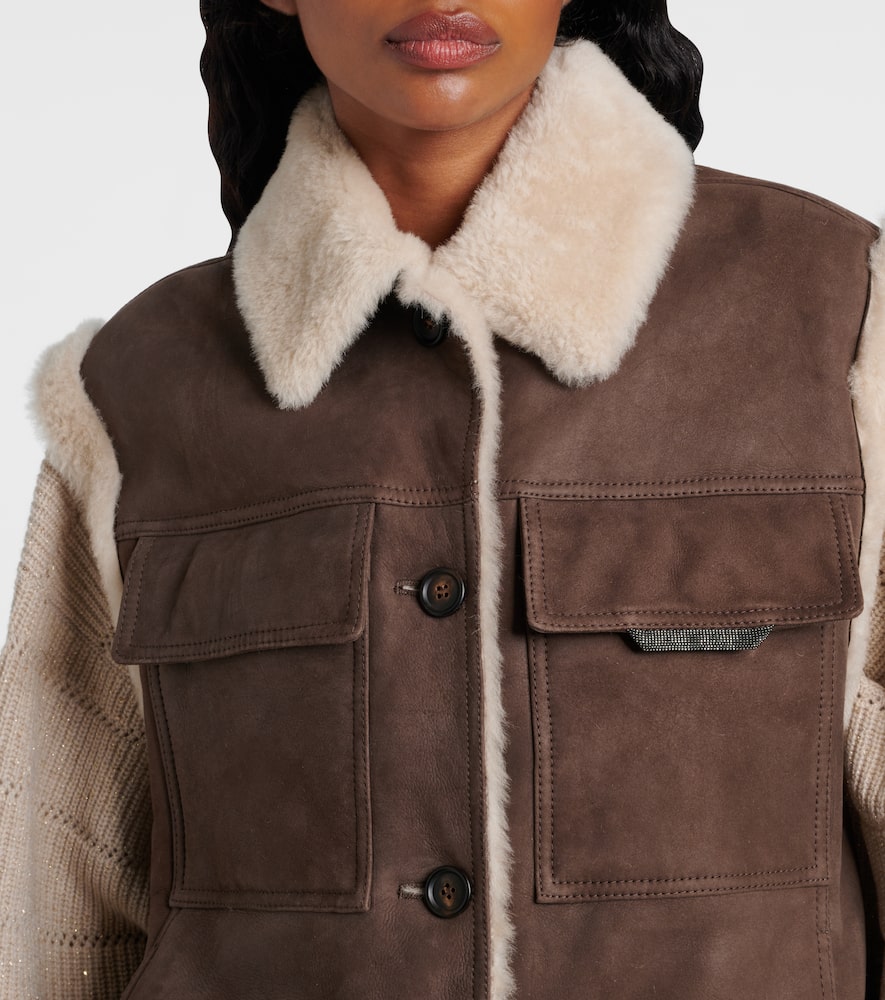 Shearling-lined suede vest