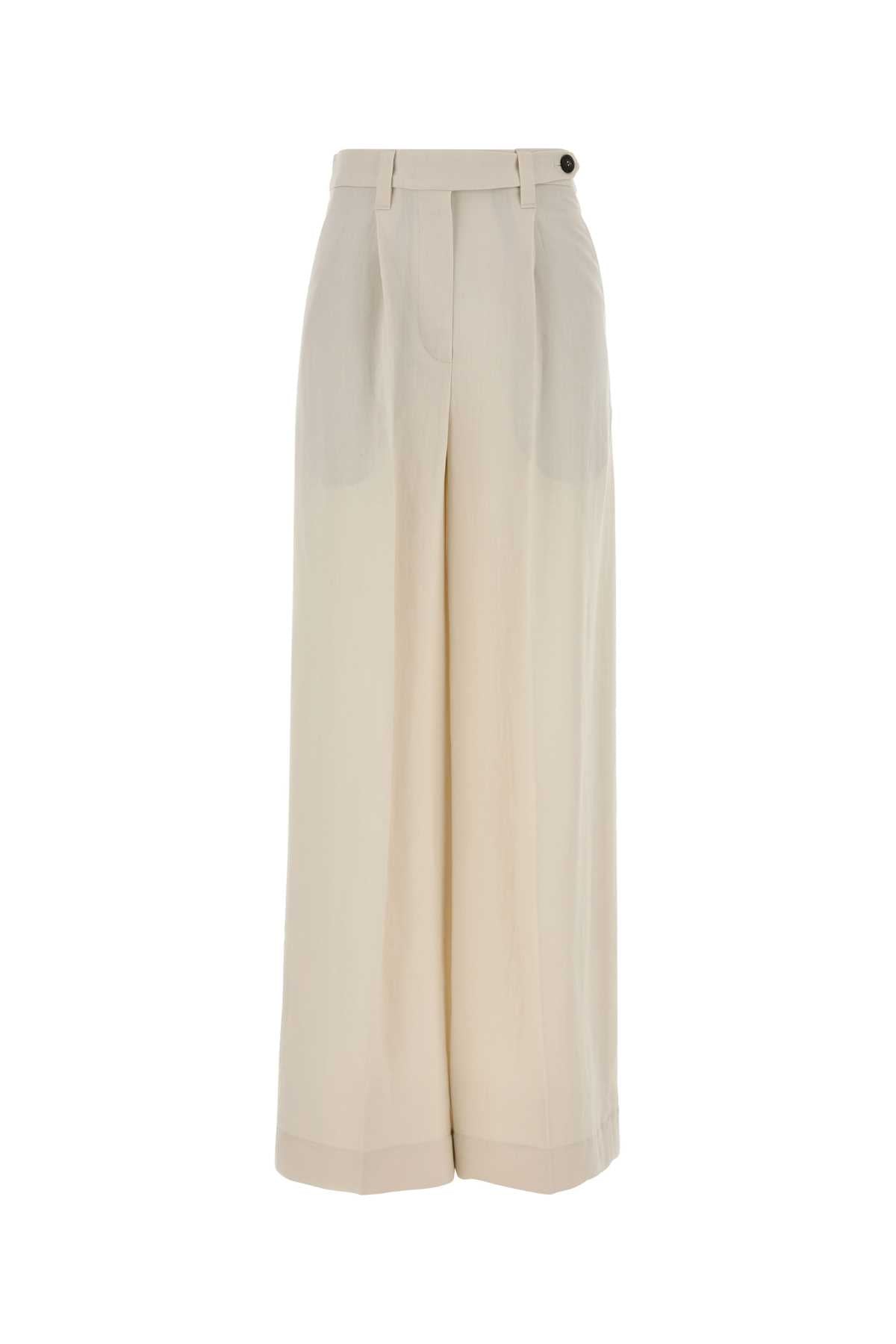 Viscose Blend Wide-Leg Trouser — Ivory
