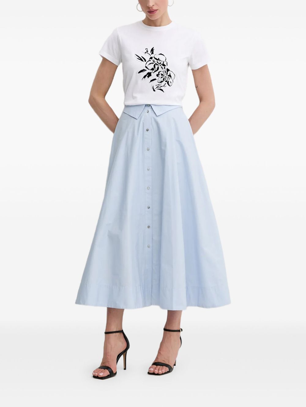 Floral-embroidered T-shirt - White