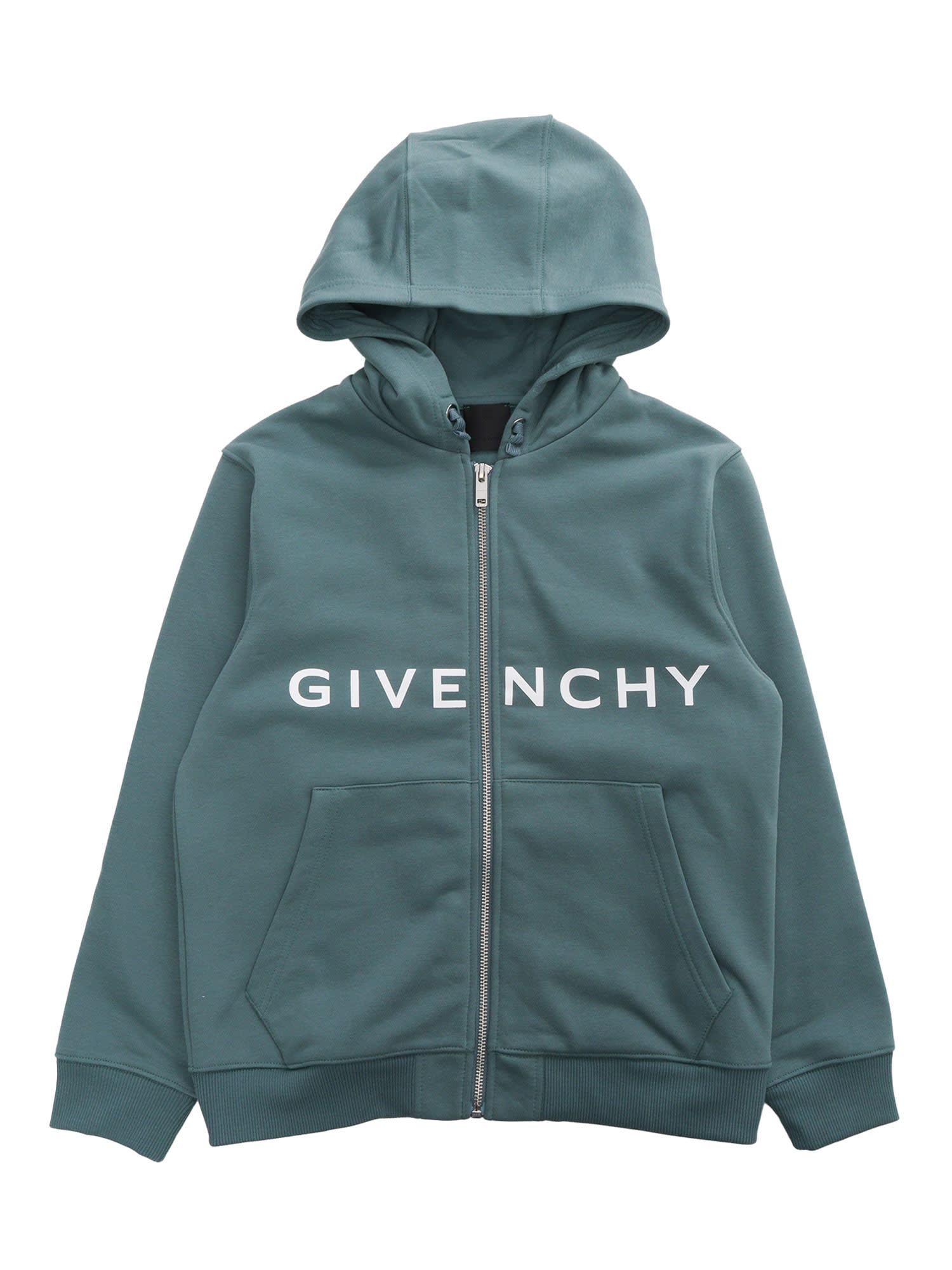 4G-motif zip-fastening hoodie - Green