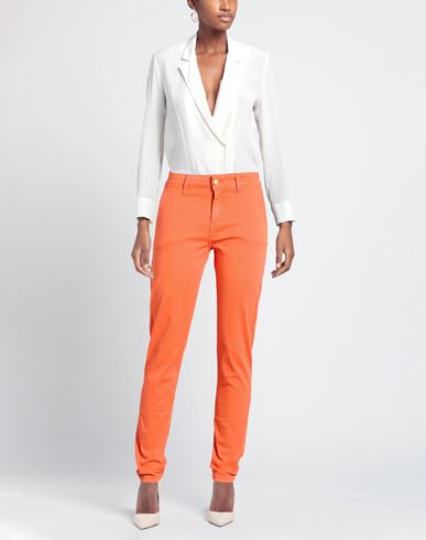 Woman Pants Orange Size 4 Cotton, Elastane