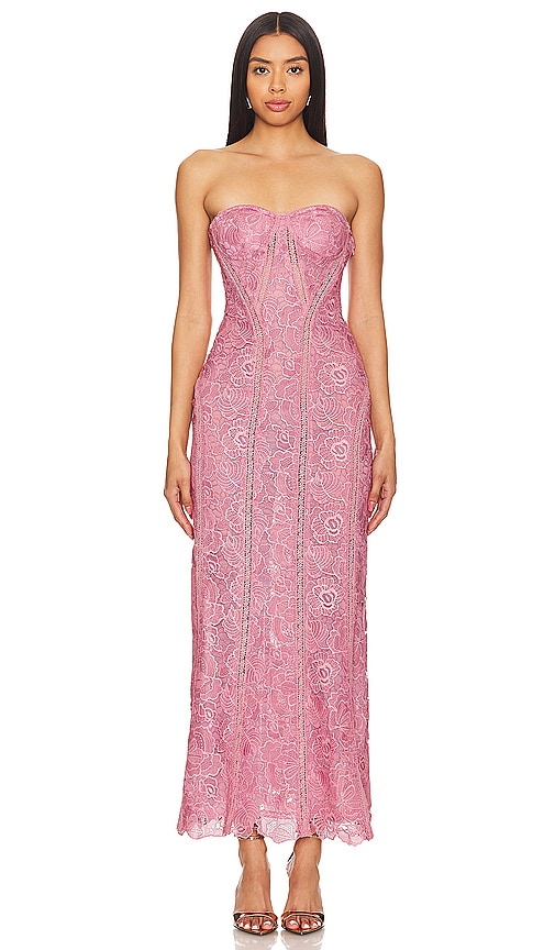 ROCOCO SAND MIDI-KLEID PARIS LACE in Mauve. Größe XS. Also in L