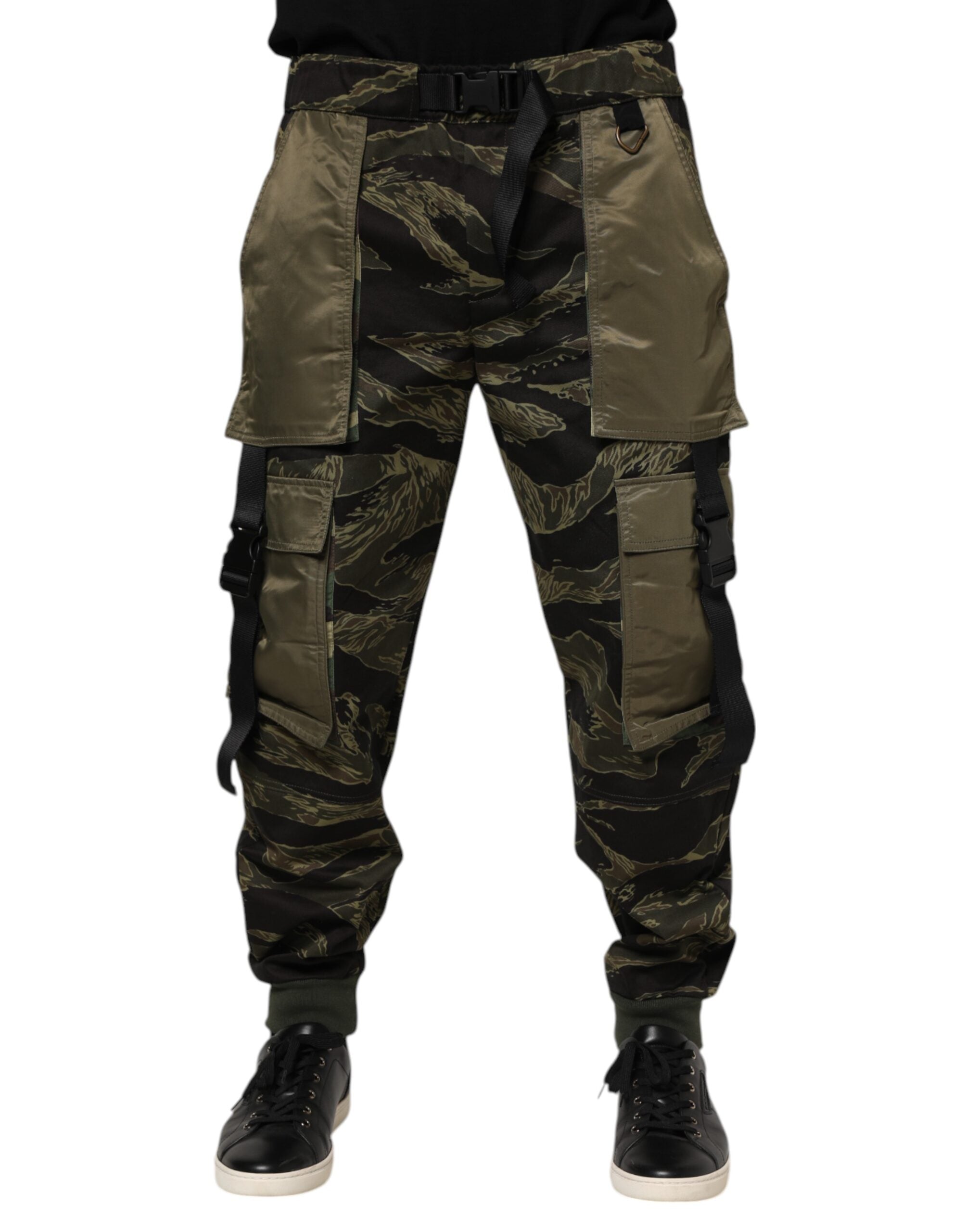 Camouflage Cotton-Nylon Cargo Pants — Multicolor